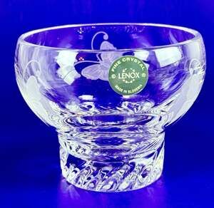 Lenox Crystal Votive Candle Holder Etched Butterfly’s Tealite Glass Decor